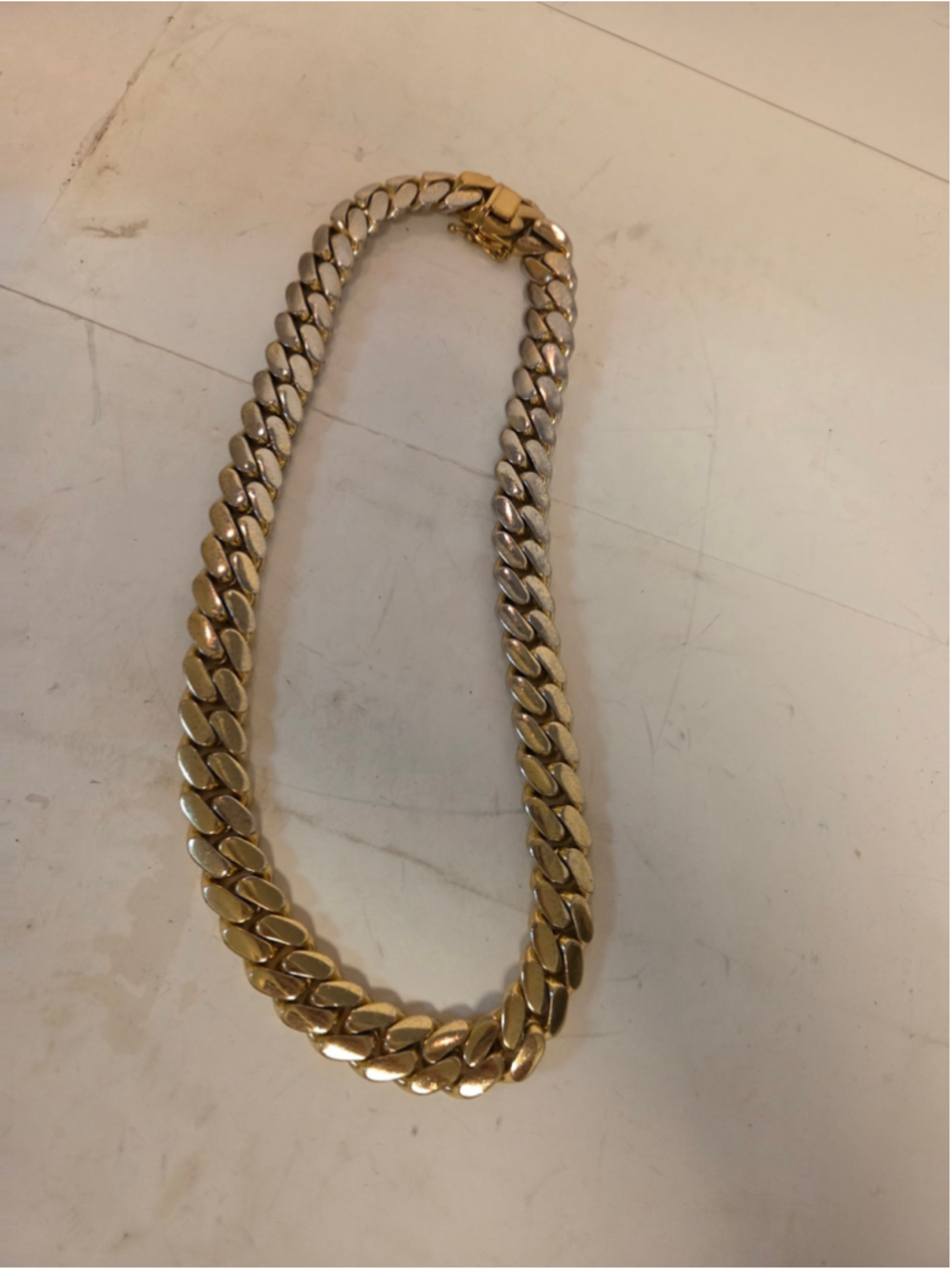 Women's Unbranded Two-Tone Gold and Silver Cuban Link Necklace One Size